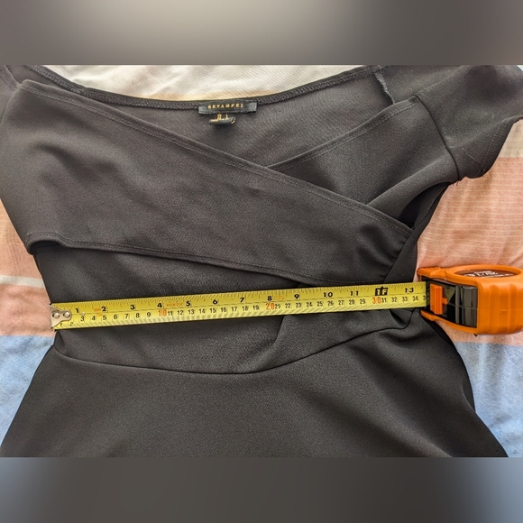 Black Over the Shoulder Mini  Dress - Picture 8 of 8